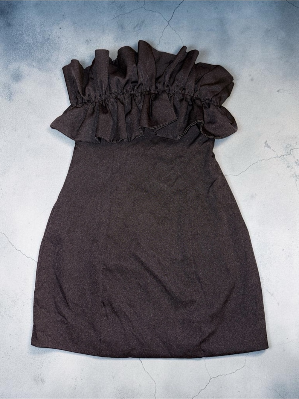 Ruffled Strapless Mini Black Dress DO+BE boutique